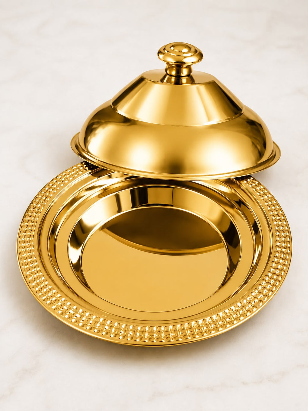 40CM Stainless Steel Serving Tray with Dome Cover – Gold or Silver