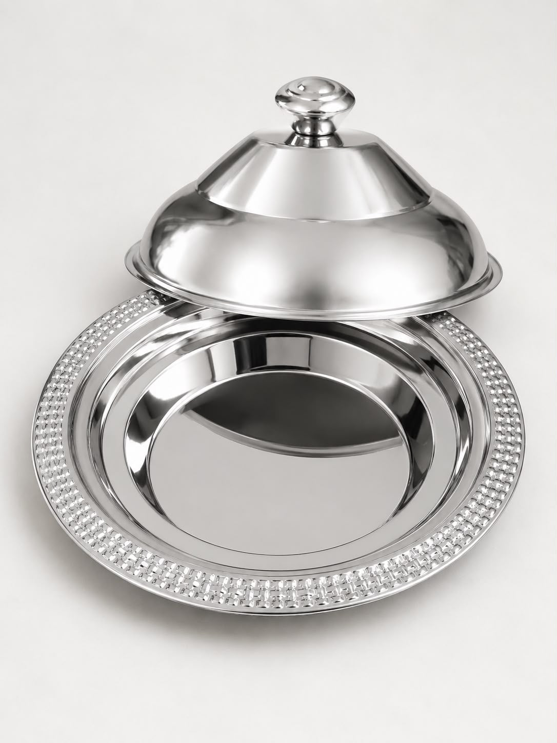 40CM Stainless Steel Serving Tray with Dome Cover – Gold or Silver
