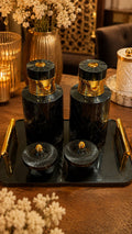 Luxury Black & Gold 1L Thermos Flask Serving Set (5 Pieces)