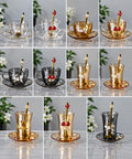 Luxury Turkish Glass Tea & Coffee Cup Set with Saucer and Spoon - 12 Pieces
