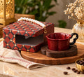 Luxury Burgundy Coffee Cup with Elegant Gift Box