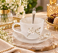 Luxury White Floral Coffee Cup Set - 12 Pieces