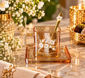 Luxury Amber Floral Glass Coffee Set - 12 Pieces